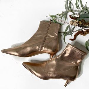 Free People Kitten Heel Metallic Rose ankle boot